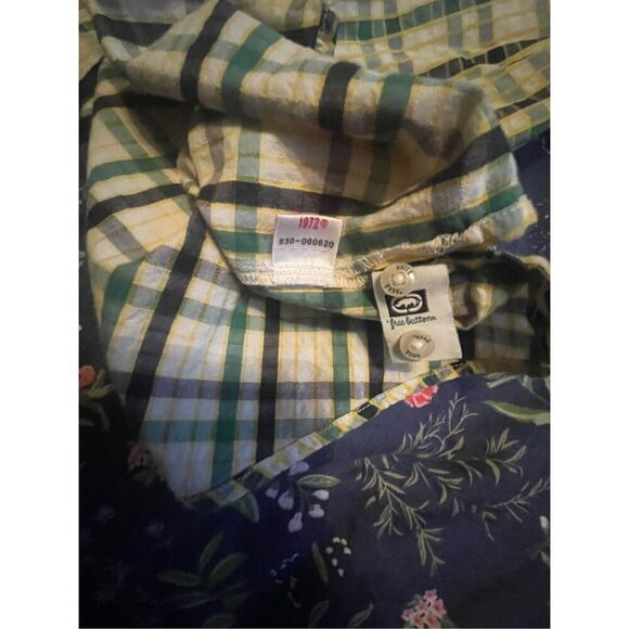 Ecko Unltd Mens Yellow & Blue Short Sleeve Plaid Button-Up Shirt Size XL - Picture 12 of 15